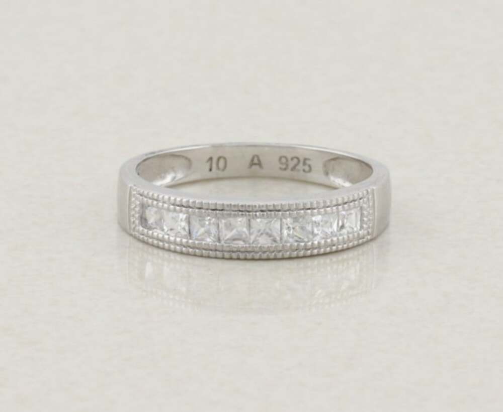 Sterling Silver Cubic Zirconia Milgrain Band Ring Size 10 1/2 Avon